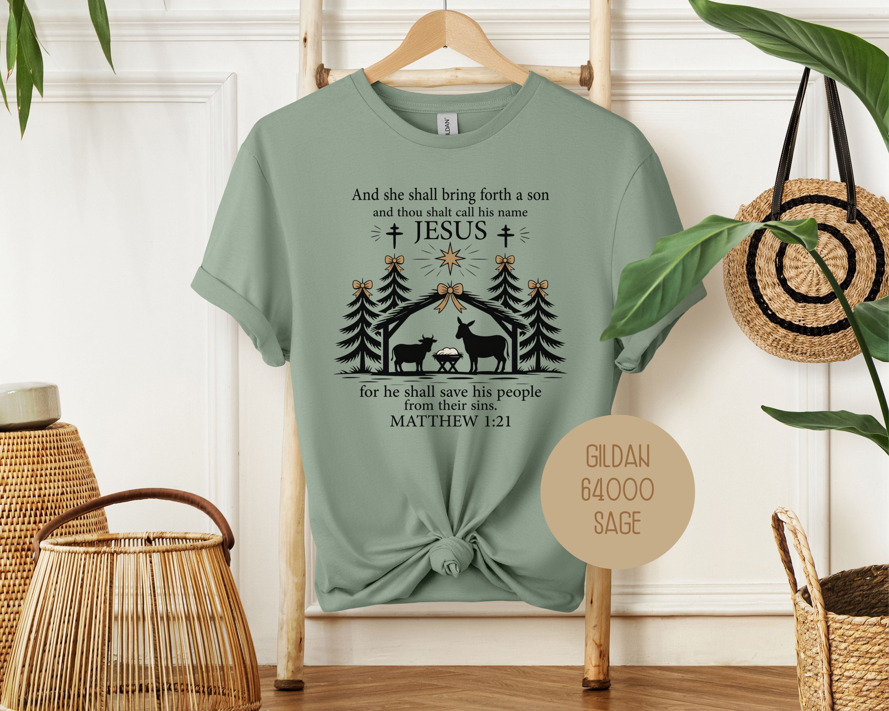 True Story Christmas Nativity Matthew 1:21 Bible Verse Shirt