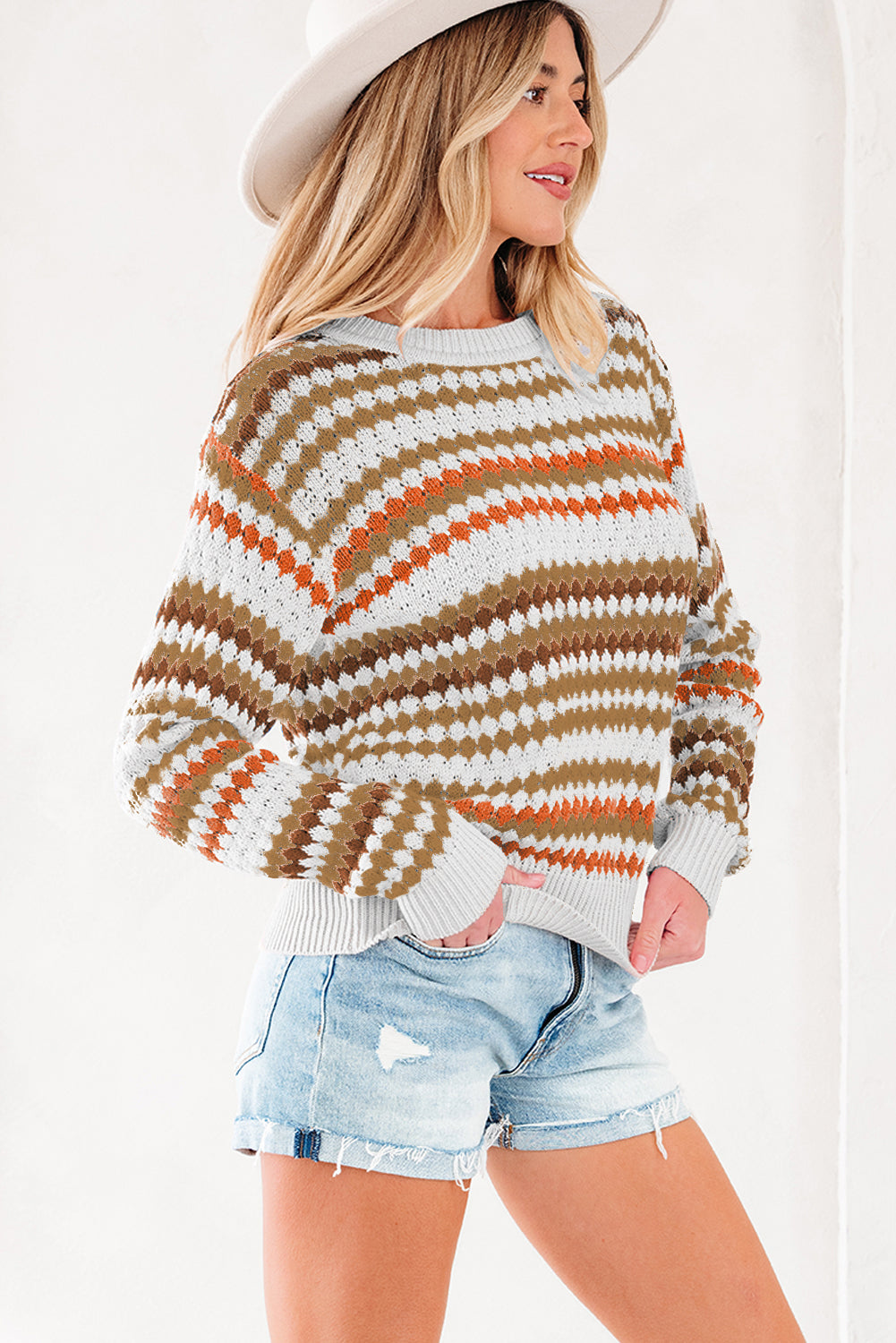 Jimena Patterned Drop Shoulder Sweater