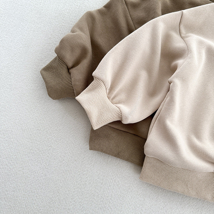 Arrival Kids Unisex Soft Comfortable Long Sleeves Solid Color Top Casual Pullover